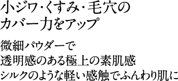 小ジワ・くすみ・毛穴のカバー力をアップ　微細パウダーで透明感のある極上の素肌感　シルクのような軽い感触でふんわり肌に